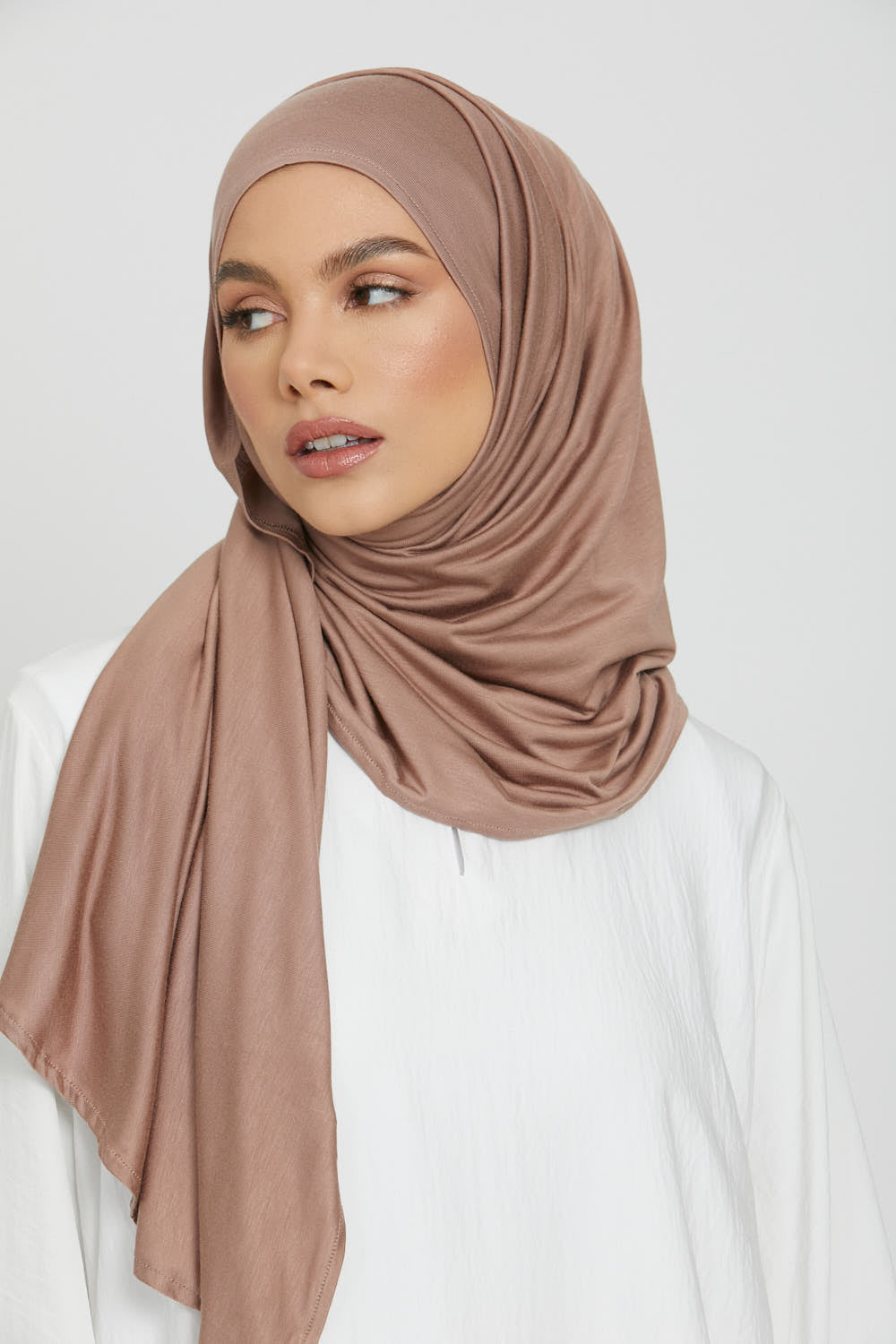Hijab Jersey Instantané Premium - Taupe Poudré