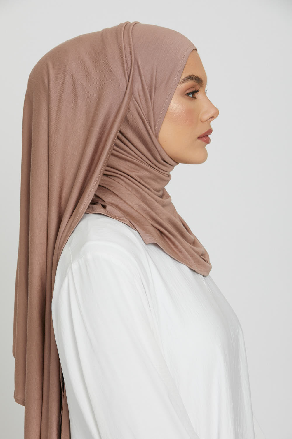 Hijab Jersey Instantané Premium - Taupe Poudré