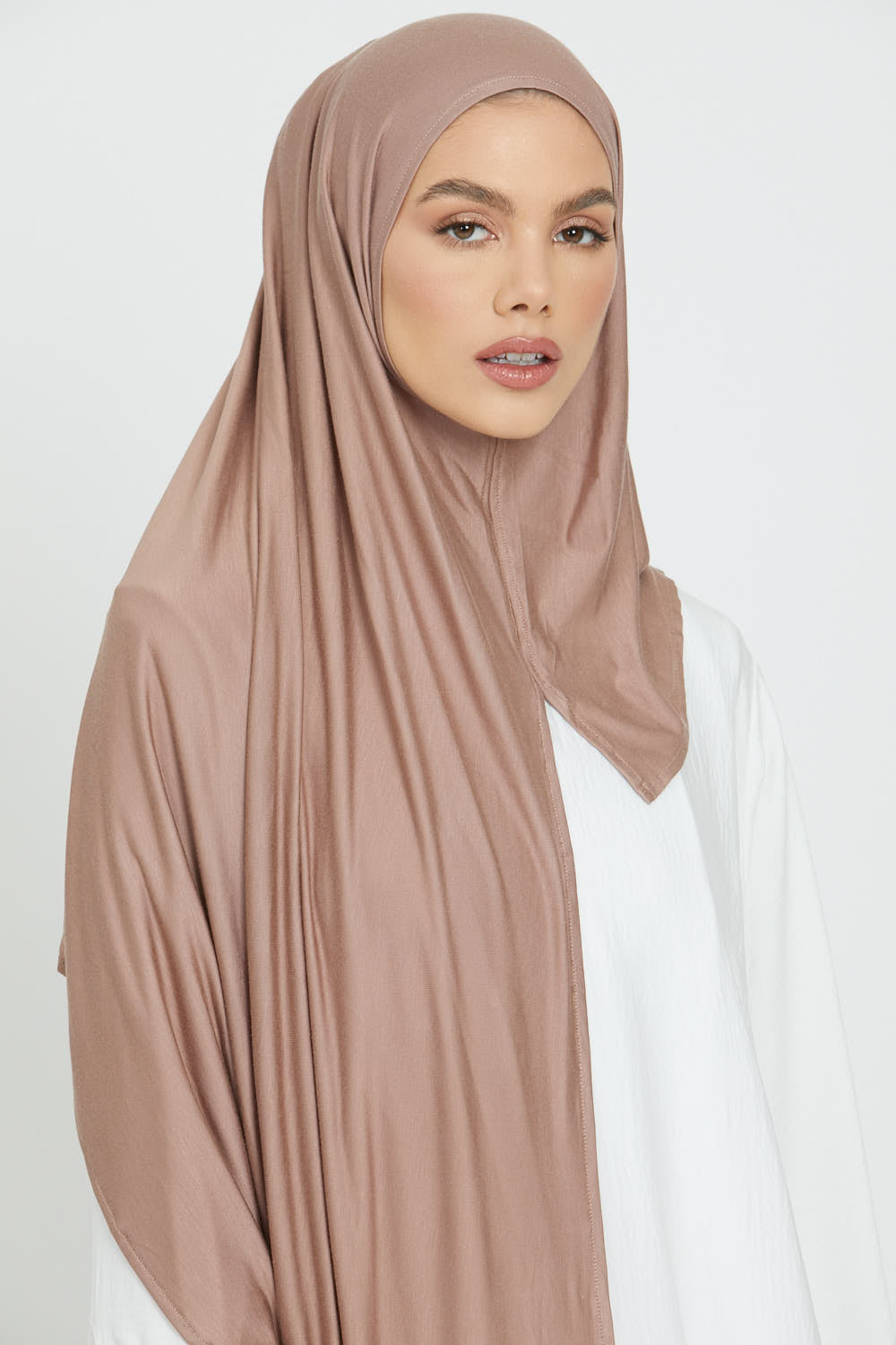 Hijab Jersey Instantané Premium - Taupe Poudré