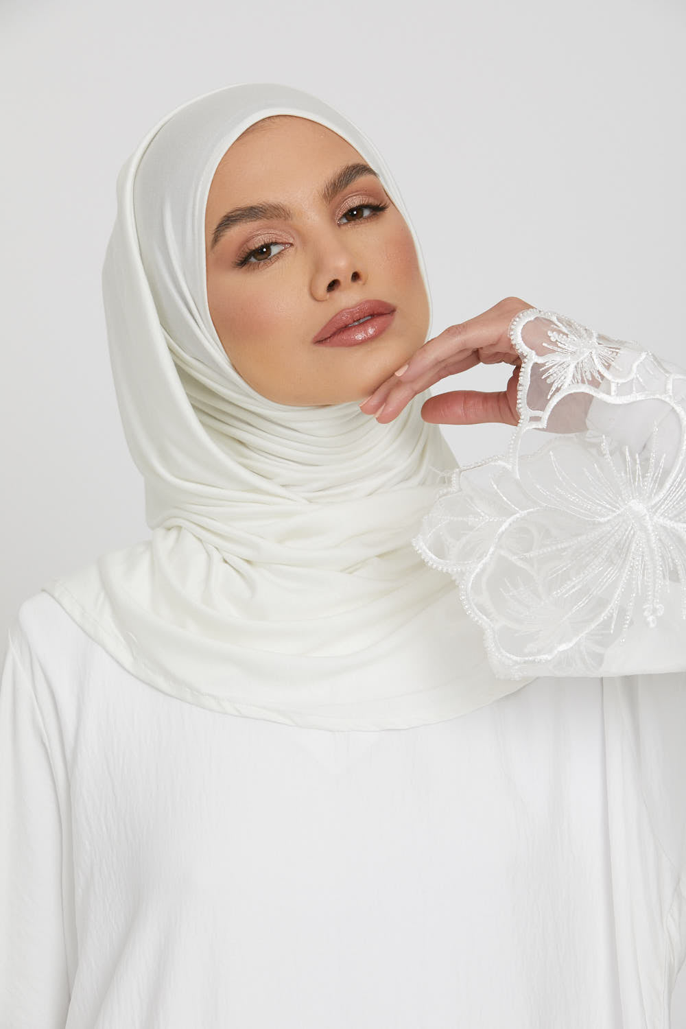 Hijab Jersey Instantané Premium - Blanc Ivoire