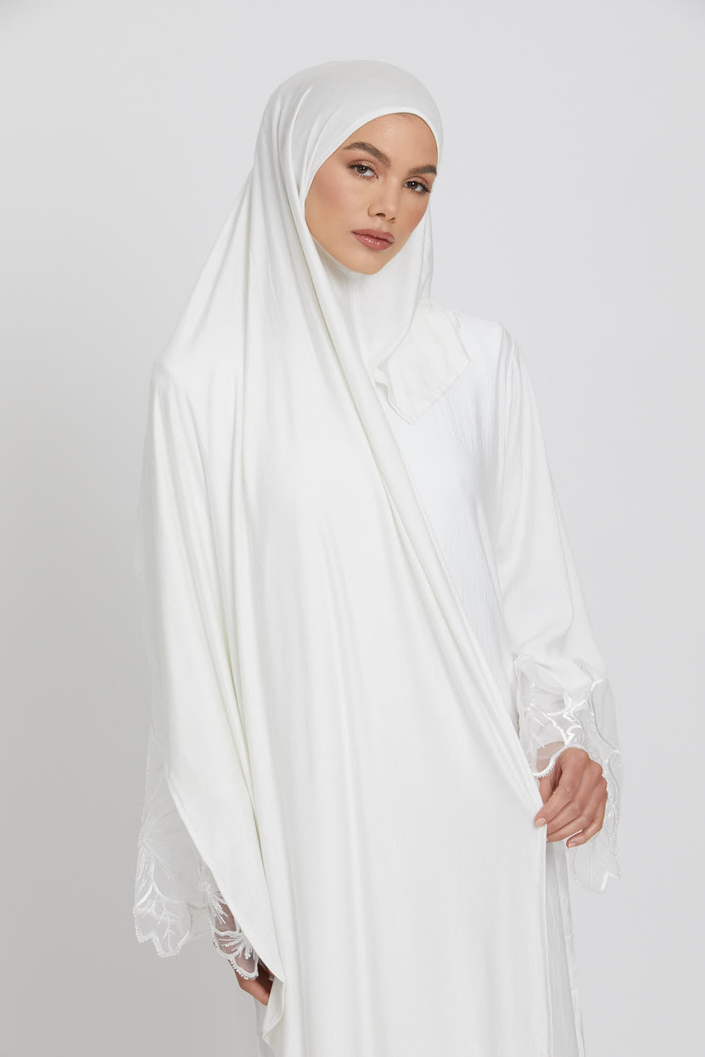 Hijab Jersey Instantané Premium - Blanc Ivoire