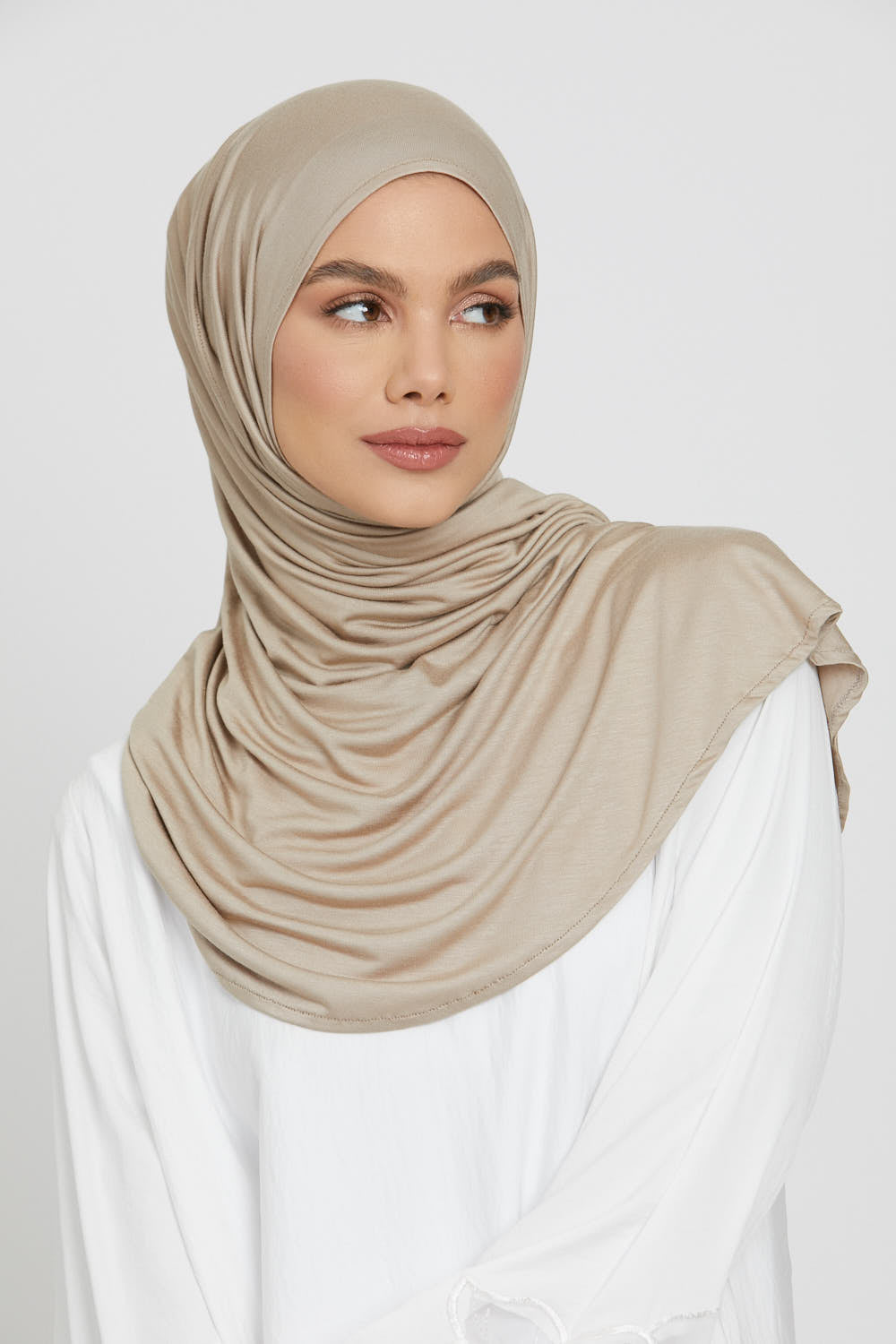 Hijab Jersey Instantané Premium - Nude