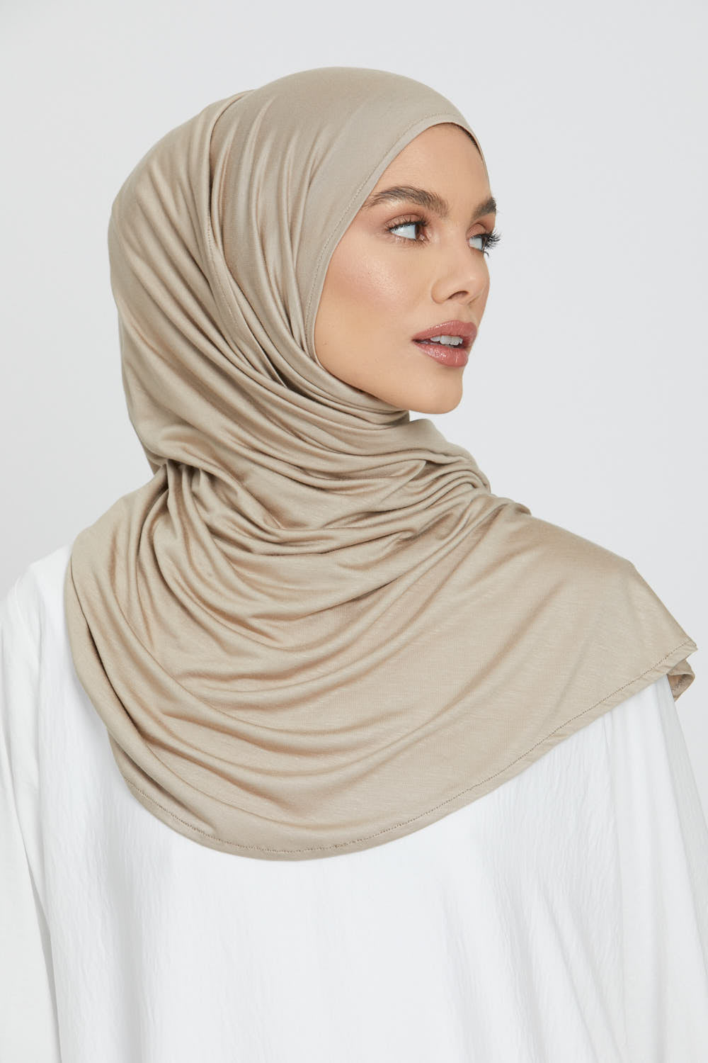 Hijab Jersey Instantané Premium - Nude