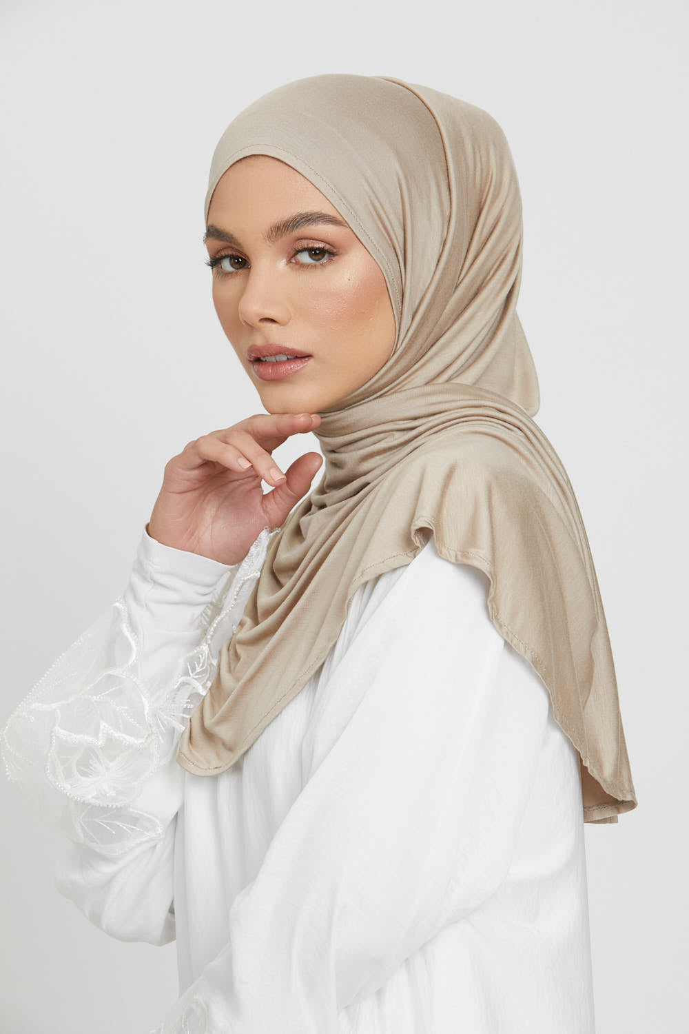 Hijab Jersey Instantané Premium - Nude