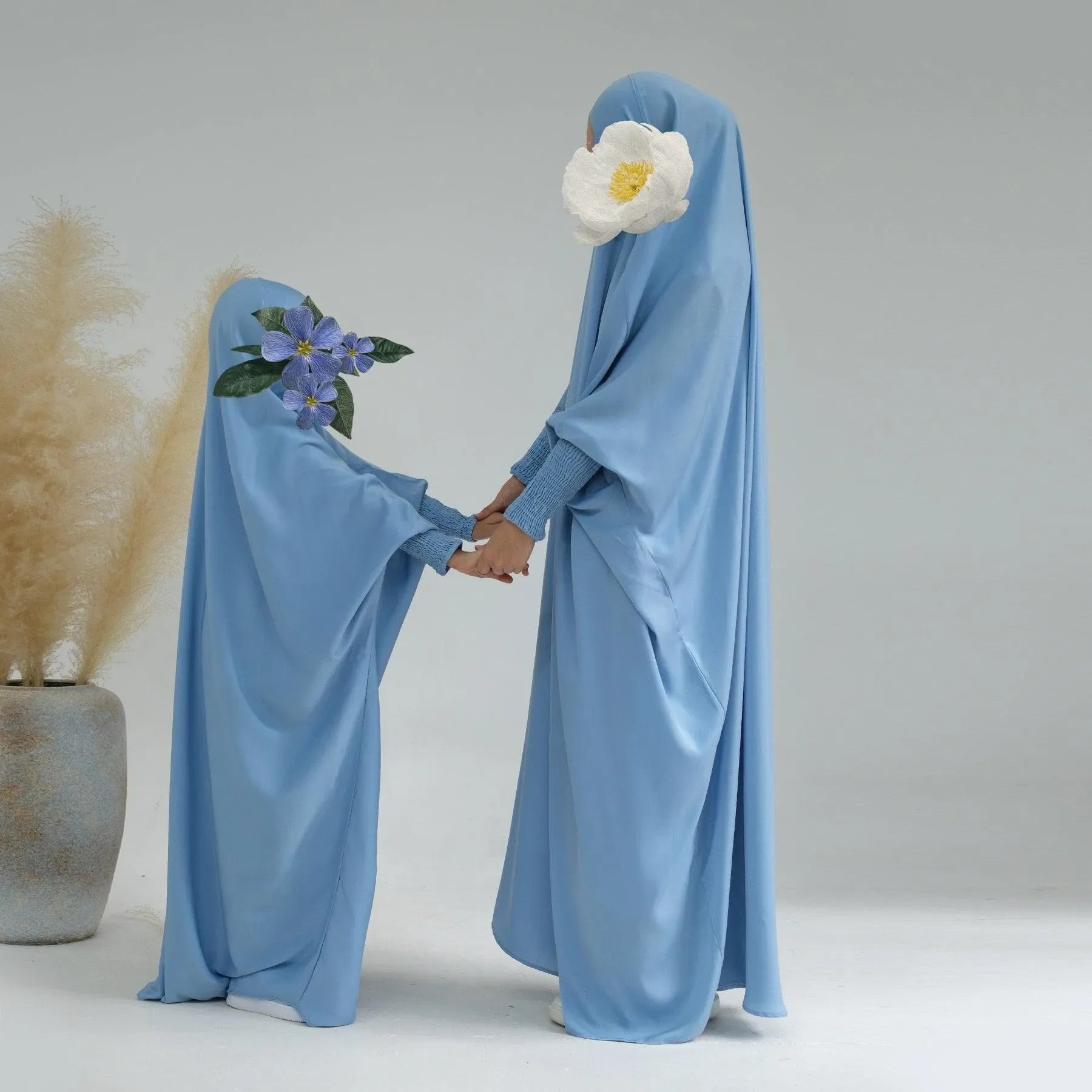 Jilbab Élégant pour Enfants | Robe de Prière Satin Une Pièce pour Filles | Vêtement Islamique Léger pour Enfants