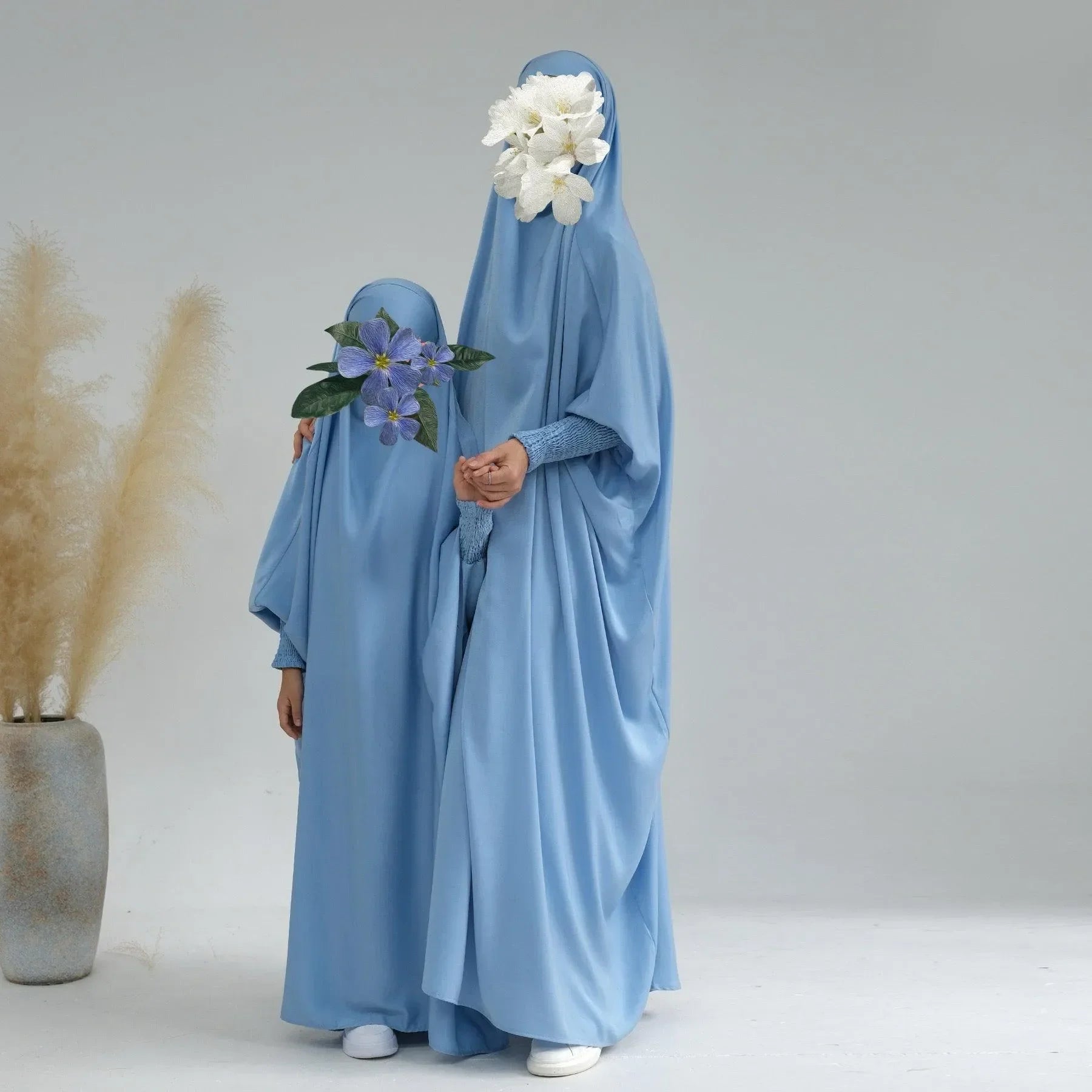 Jilbab Élégant pour Enfants | Robe de Prière Satin Une Pièce pour Filles | Vêtement Islamique Léger pour Enfants