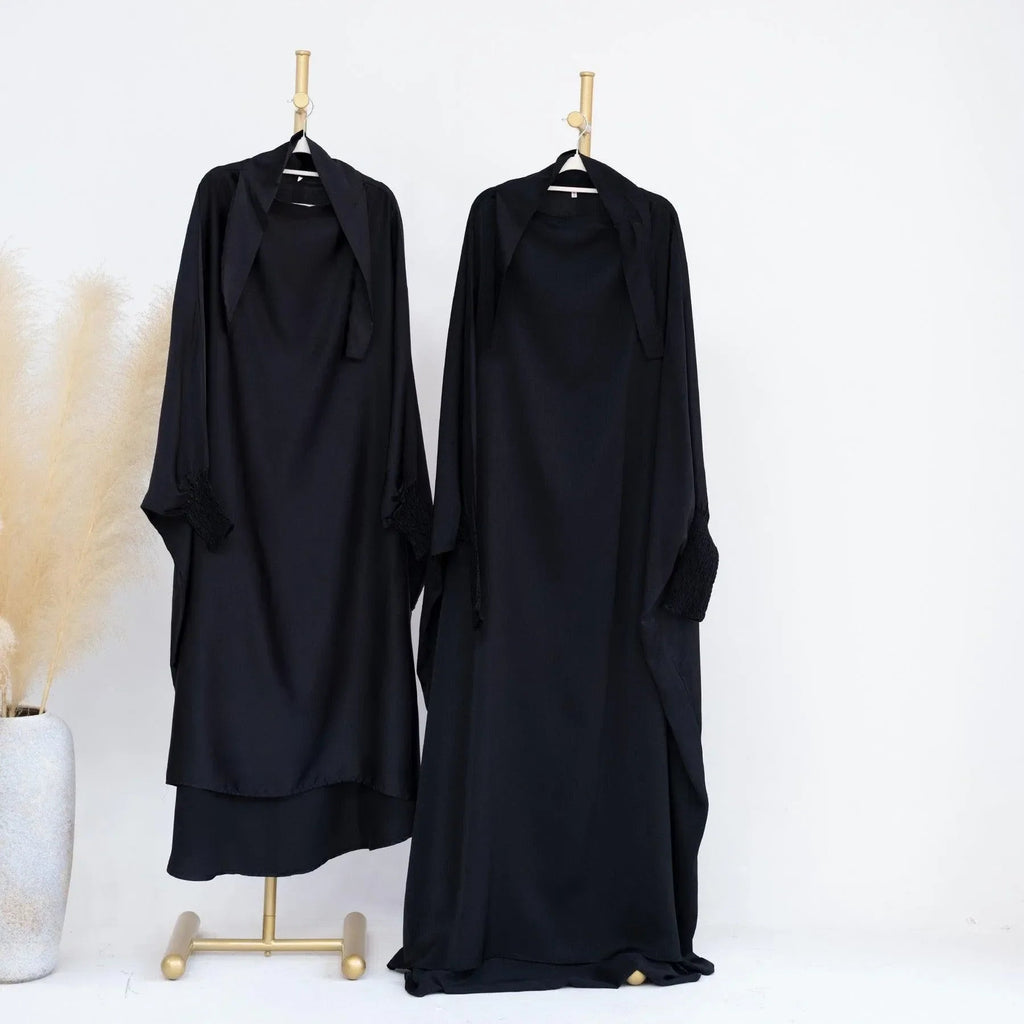 Jilbab Élégant pour Enfants | Robe de Prière Satin Une Pièce pour Filles | Vêtement Islamique Léger pour Enfants