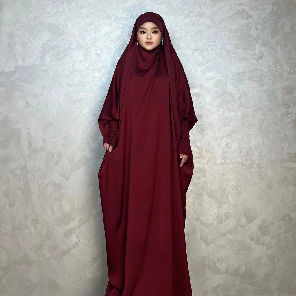 LM001 Robe Musulmane pour Femmes | Jilbab Abaya Une Pièce | Vêtement de Prière Modeste & Khimar Islamique Style Dubaï
