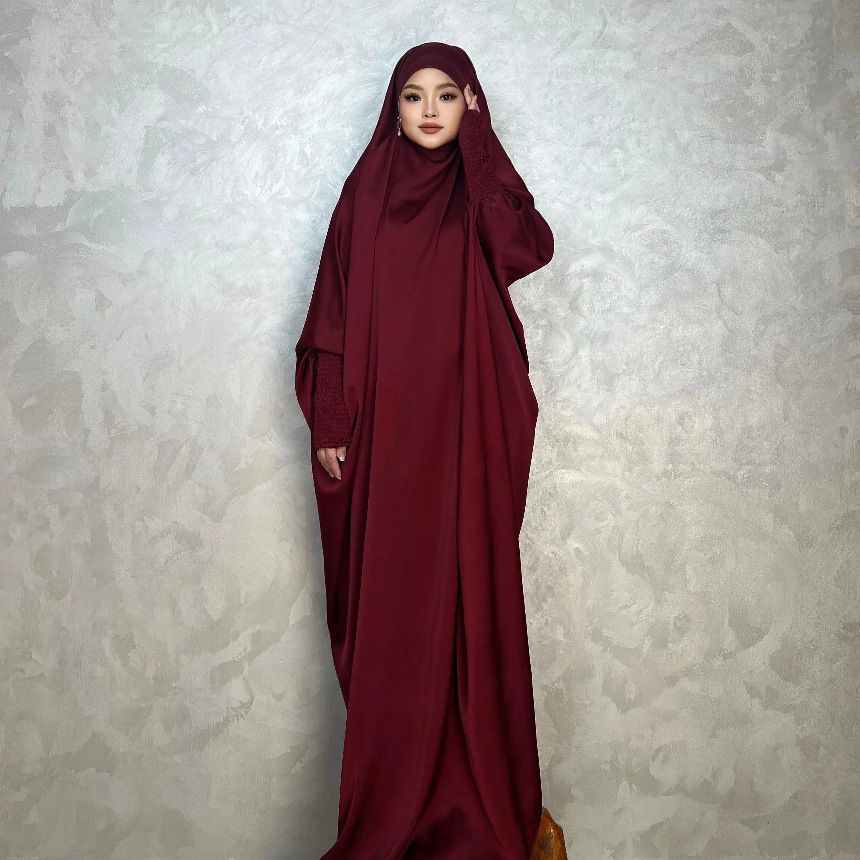 LM001 Robe Musulmane pour Femmes | Jilbab Abaya Une Pièce | Vêtement de Prière Modeste & Khimar Islamique Style Dubaï