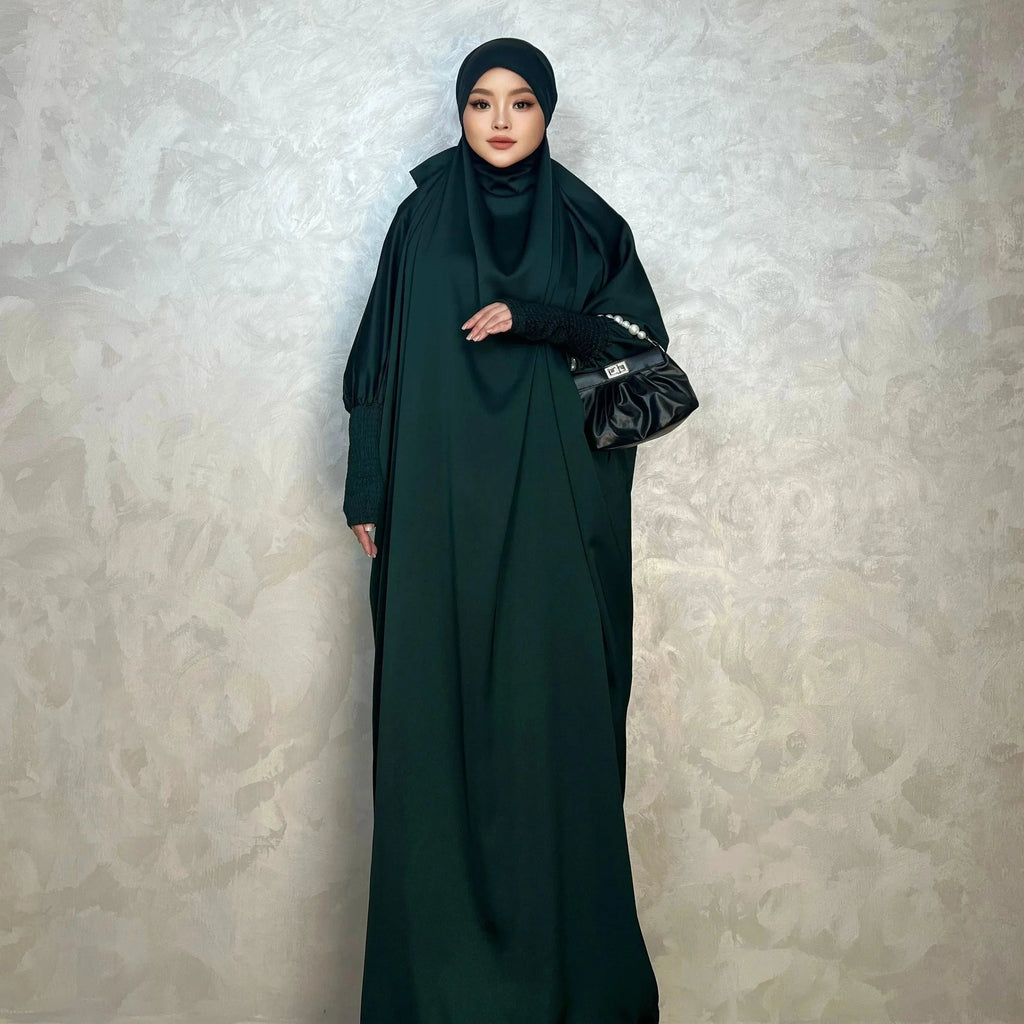 LM001 Robe Musulmane pour Femmes | Jilbab Abaya Une Pièce | Vêtement de Prière Modeste & Khimar Islamique Style Dubaï