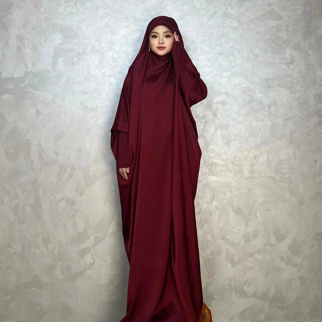 LM001 Robe Musulmane pour Femmes | Jilbab Abaya Une Pièce | Vêtement de Prière Modeste & Khimar Islamique Style Dubaï