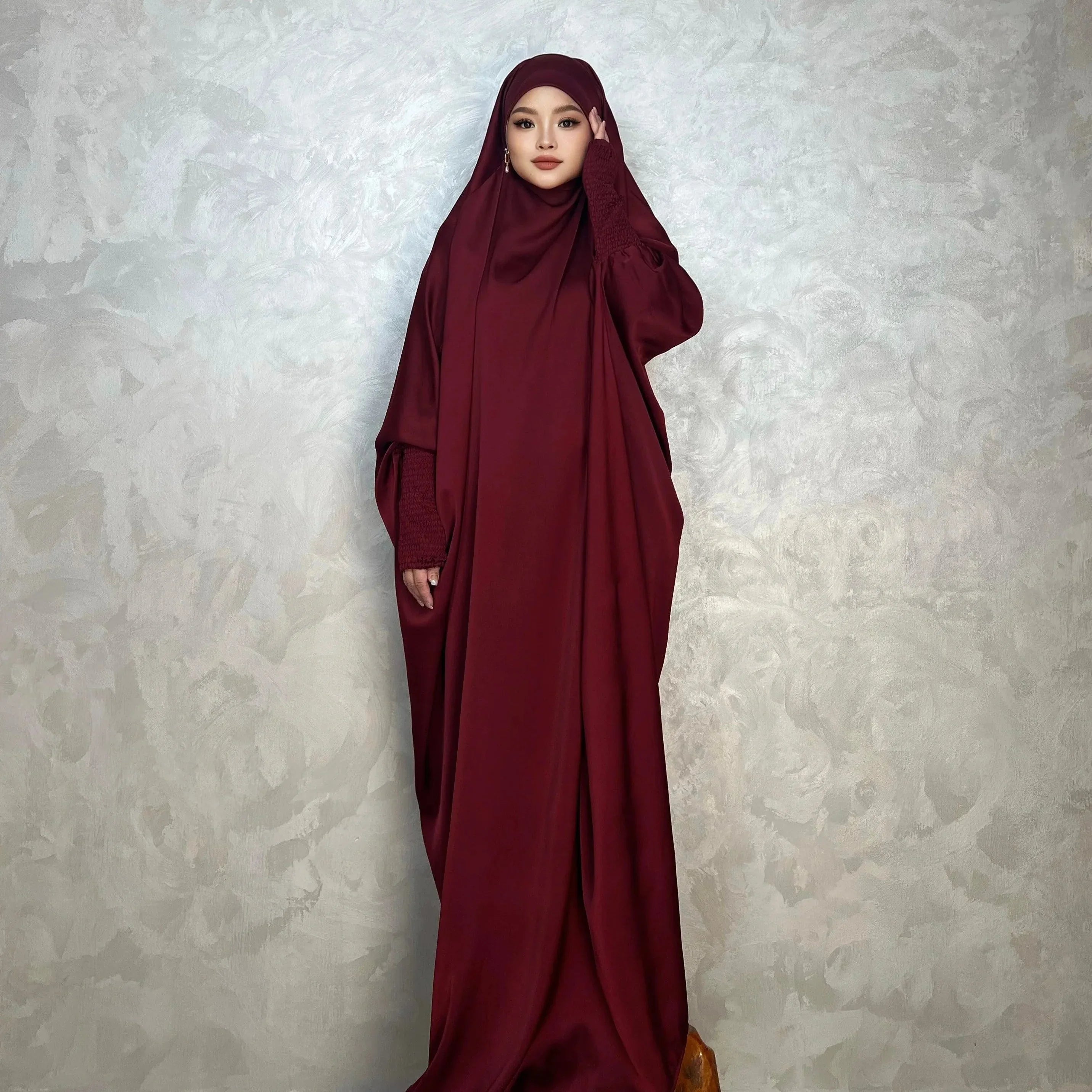 LM001 Robe Musulmane pour Femmes | Jilbab Abaya Une Pièce | Vêtement de Prière Modeste & Khimar Islamique Style Dubaï