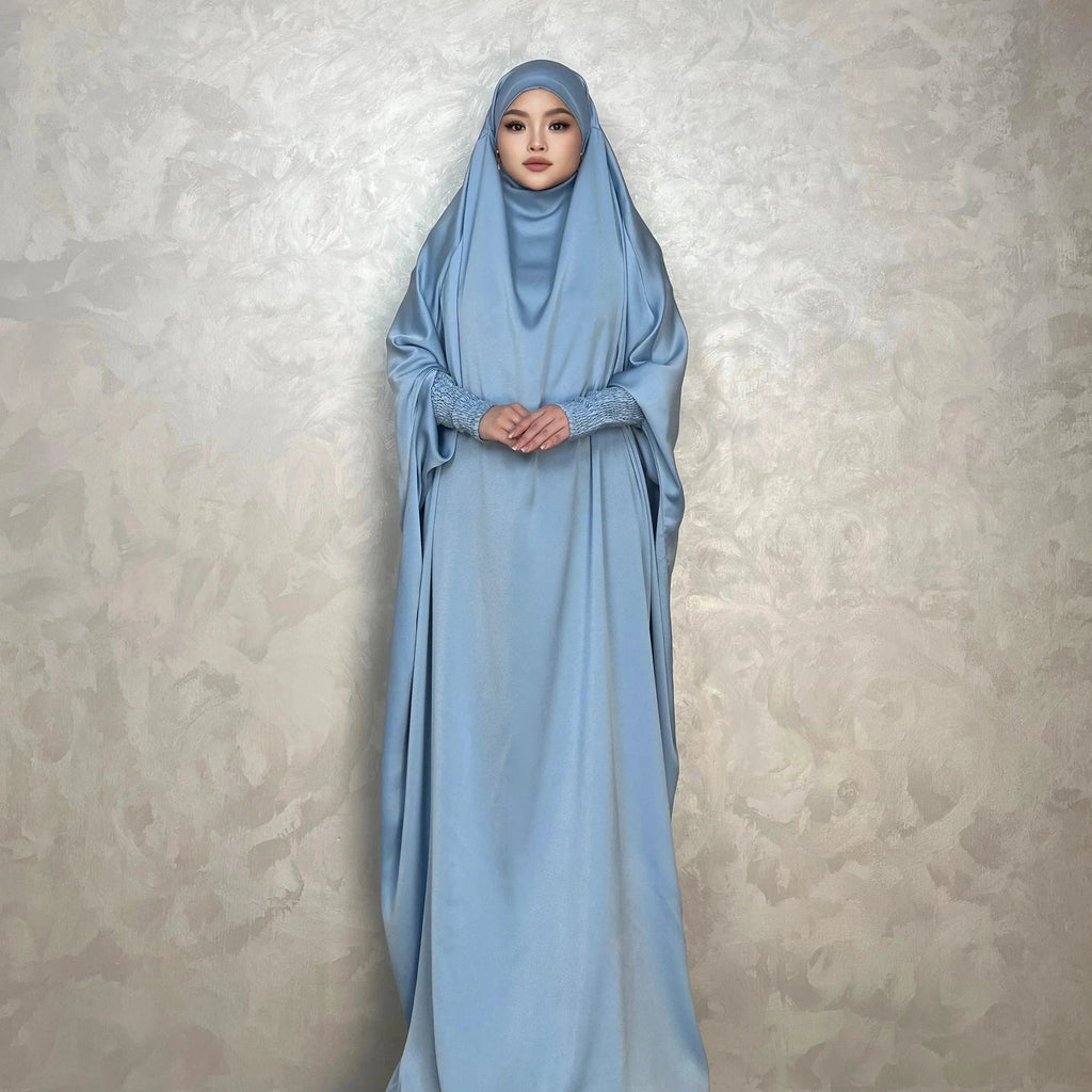 LM001 Robe Musulmane pour Femmes | Jilbab Abaya Une Pièce | Vêtement de Prière Modeste & Khimar Islamique Style Dubaï