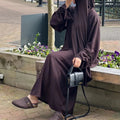 LM037 Robe Nuisette Crêpe Lin Manches Longues Froncées avec Fronces Nouées