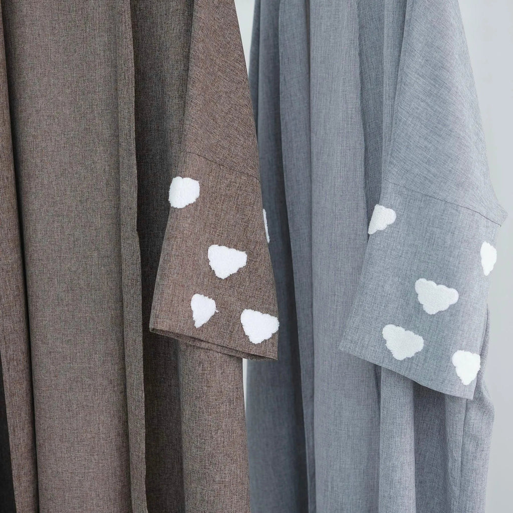 LM027 Abaya Cardigan Kimono Ouvert Texturé Lin Élégant Sahāb | Vêtement Islamique Modeste pour Femmes