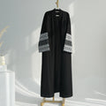 LM039 Abaya Lin Brodée avec Ceinture & Poches | Style Ouvert Modeste pour Aïd et Quotidien