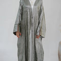 LM051 Kaftan Abaya Ouverte Métallique – Robe de Luxe Aïd 2025 pour Femmes Musulmanes