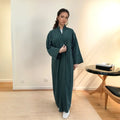 LM052 Abaya Hiver Velours Côtelé | Style Ouvert Douillet avec Manches Fermées pour Tenue Modeste