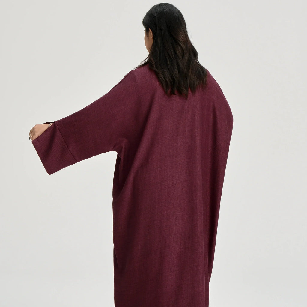 LM053 Cardigan Kimono Noué Modeste – Style Abaya Ouverte Look Crêpe Lin