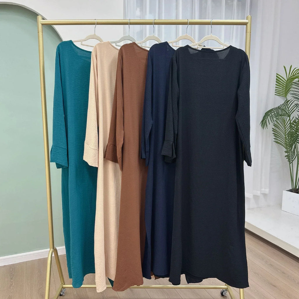 LM062 Robe Abaya Crêpe Kimono Nouée – Style Jazz Tissu Modeste | Porter Léger au Quotidien