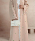 LM082 Cardigan Abaya Nidha Brodé Floral – Style Ouvert Élégant pour Occasions Modestes