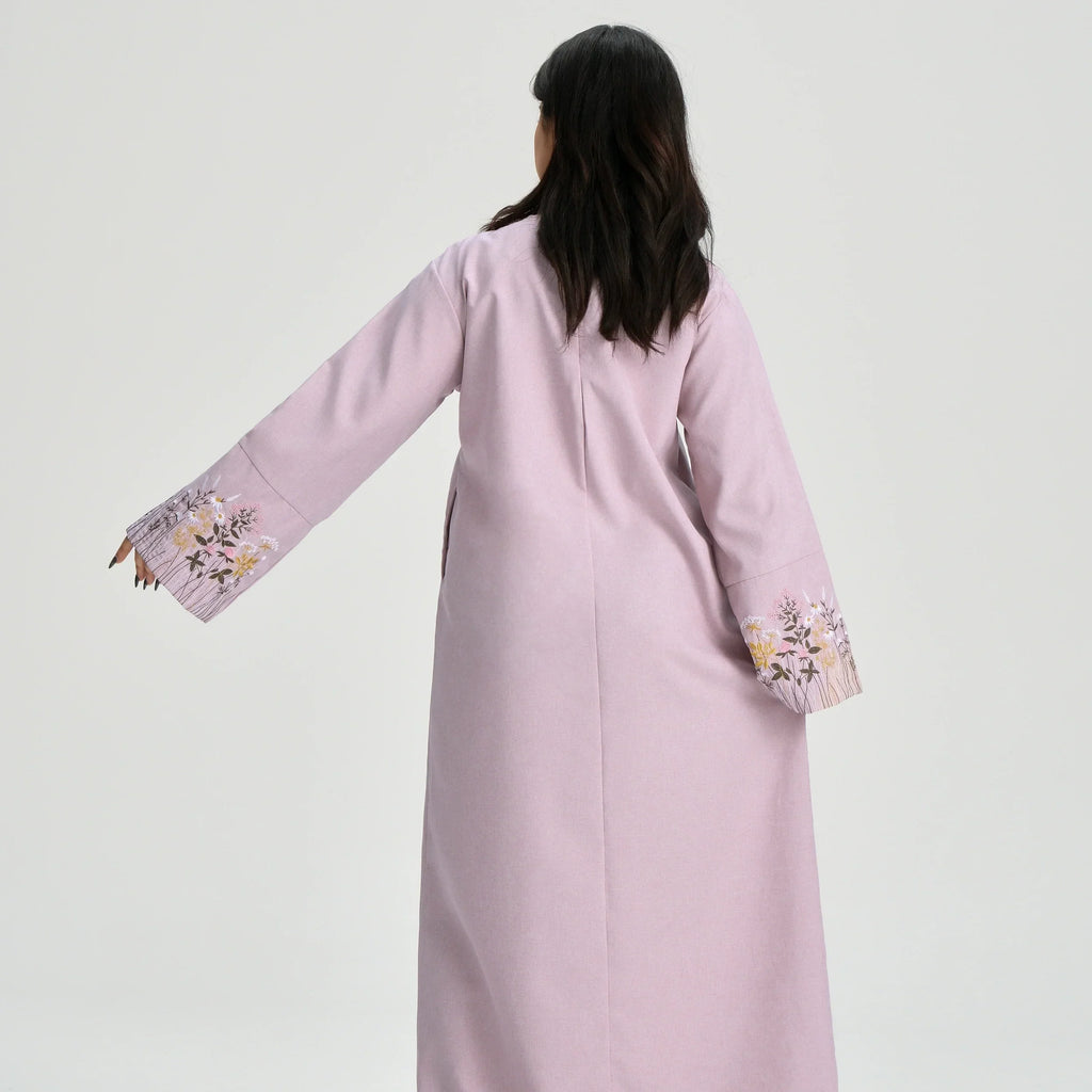 LM086 Robe de Prière Ramadan Broderie Florale avec Ceinture & Poches | Robe Islamique Modeste pour Quotidien & Aïd
