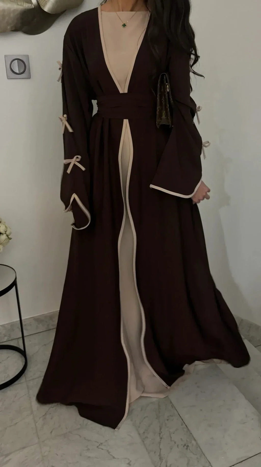 LM088 Cardigan Abaya Coquette | Tendance TikTok 2025 Design Nidha Soie Modeste