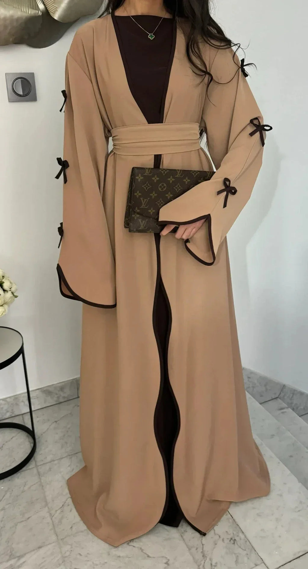 LM088 Cardigan Abaya Coquette | Tendance TikTok 2025 Design Nidha Soie Modeste