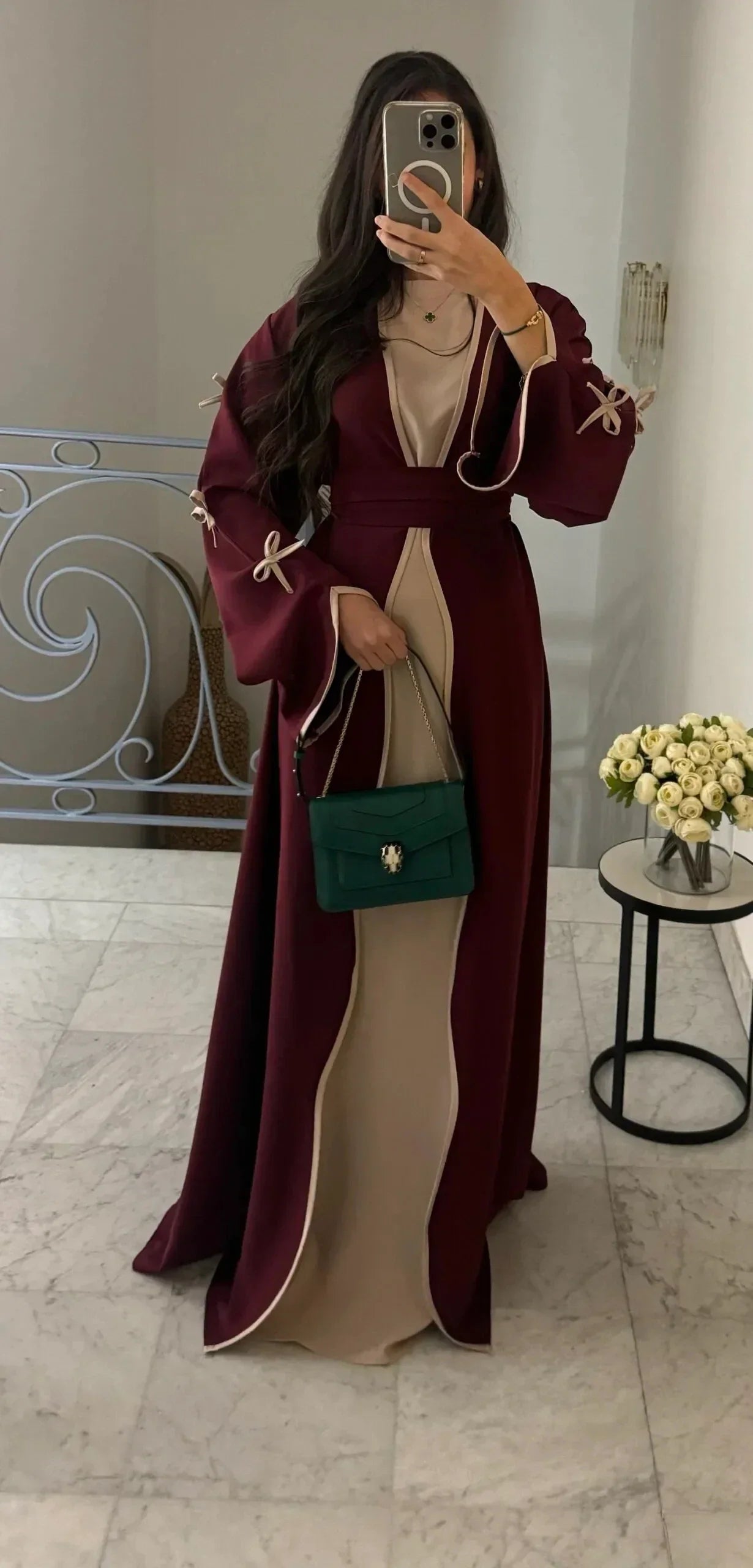 LM088 Cardigan Abaya Coquette | Tendance TikTok 2025 Design Nidha Soie Modeste