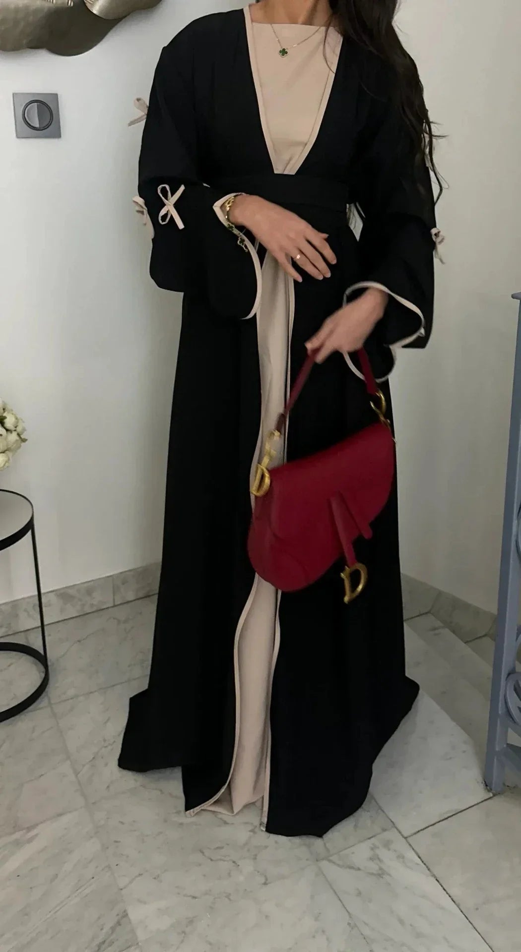 LM088 Cardigan Abaya Coquette | Tendance TikTok 2025 Design Nidha Soie Modeste