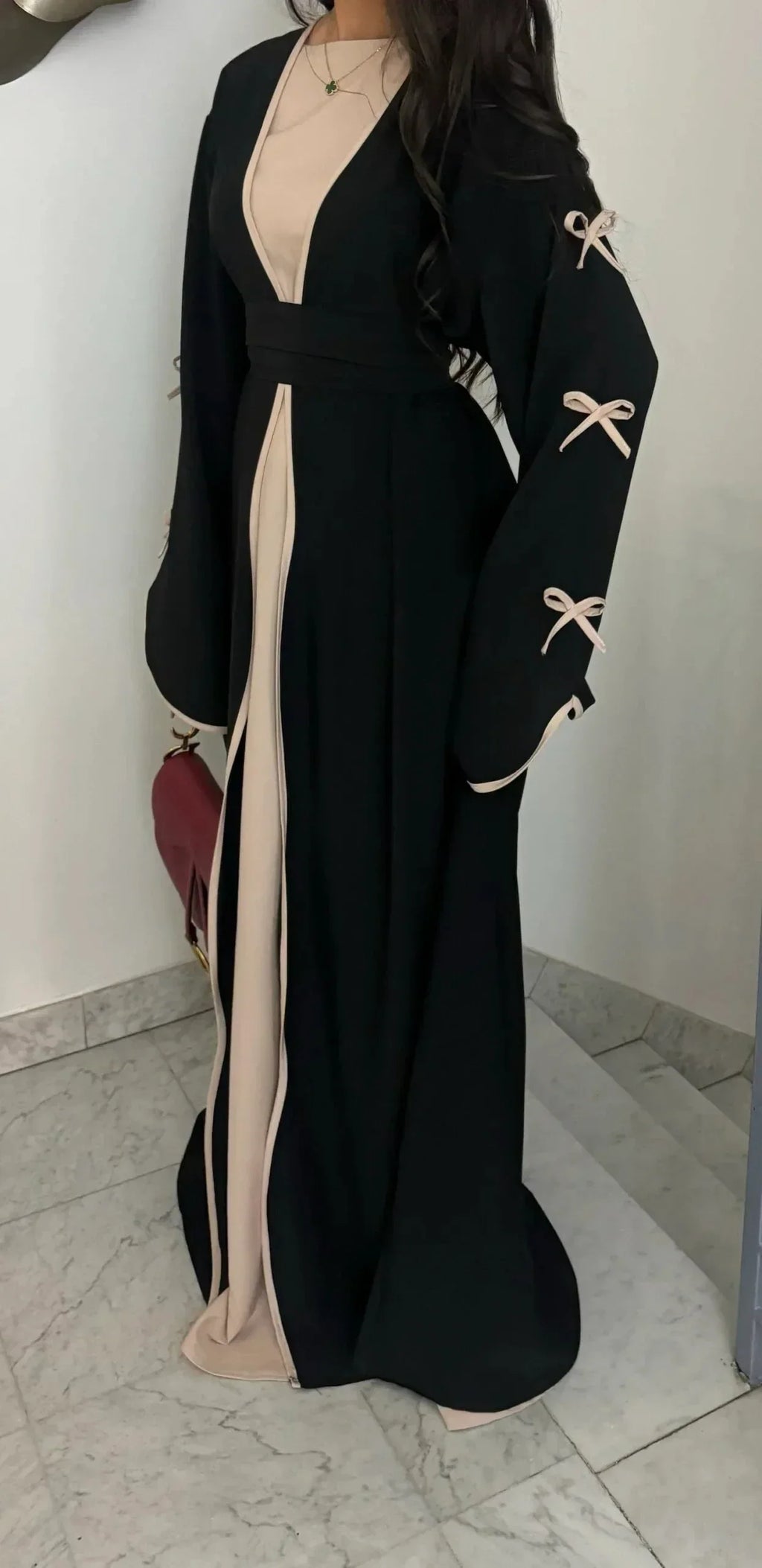 LM088 Cardigan Abaya Coquette | Tendance TikTok 2025 Design Nidha Soie Modeste