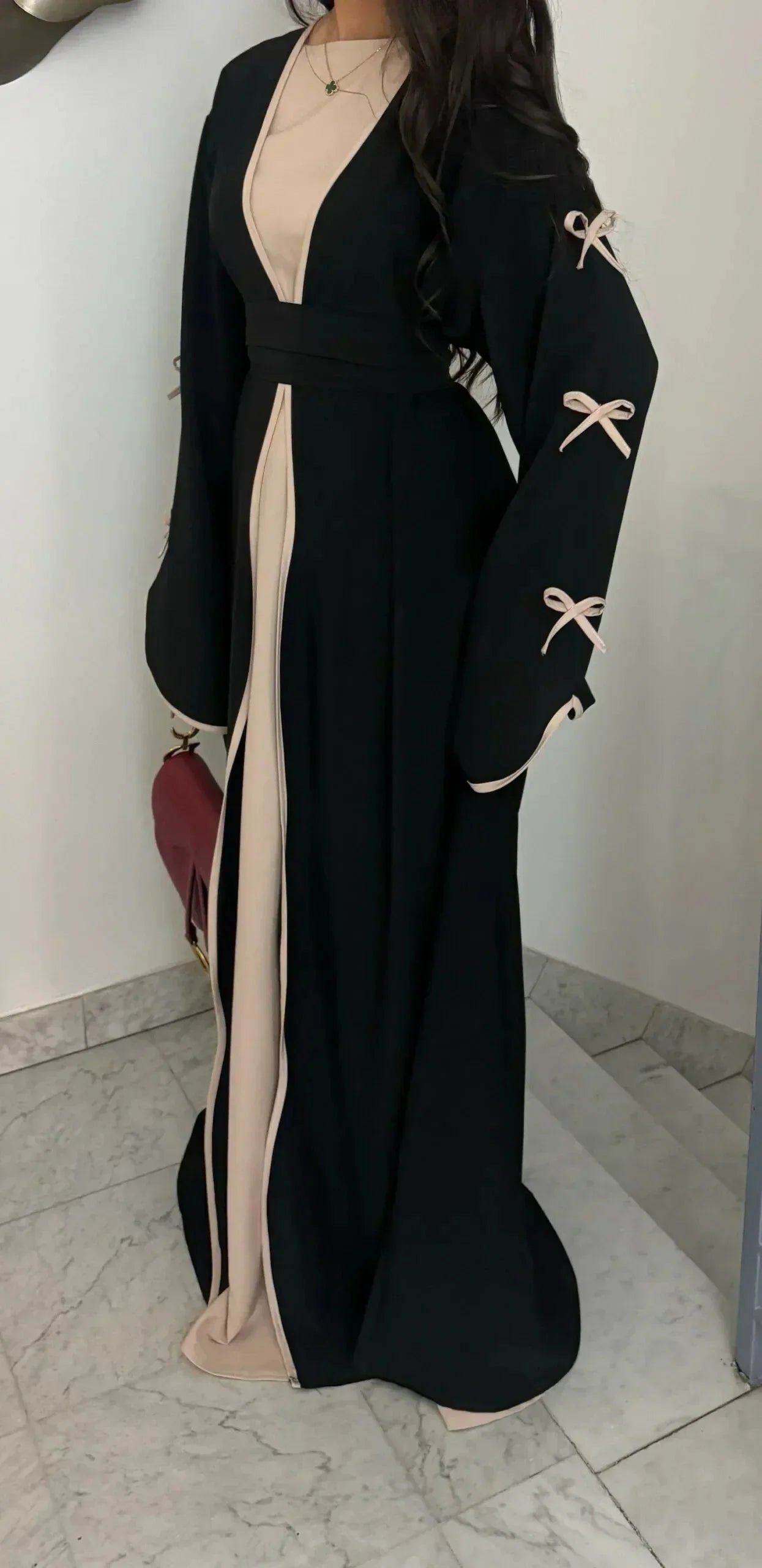 LM088 Cardigan Abaya Coquette | Tendance TikTok 2025 Design Nidha Soie Modeste