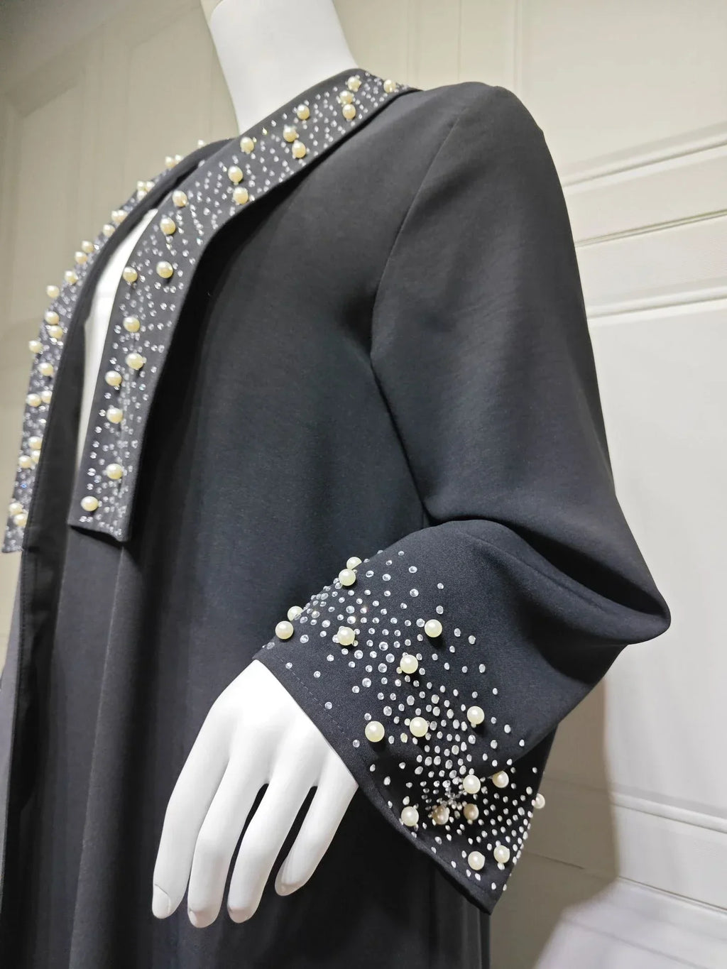 LM097 Cardigan Abaya Khaleeji Perlé – Kaftan Ouvert Modeste Aïd & Iftar