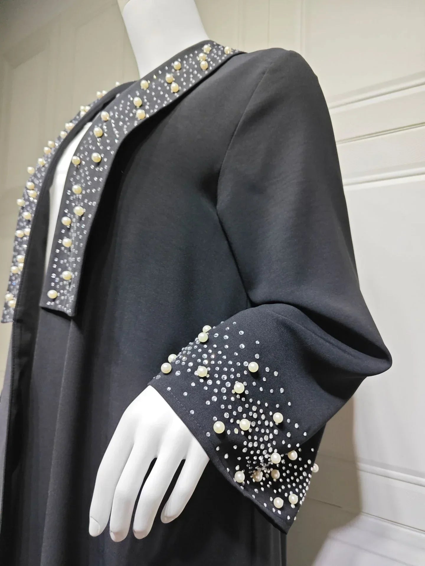 LM097 Cardigan Abaya Khaleeji Perlé – Kaftan Ouvert Modeste Aïd & Iftar