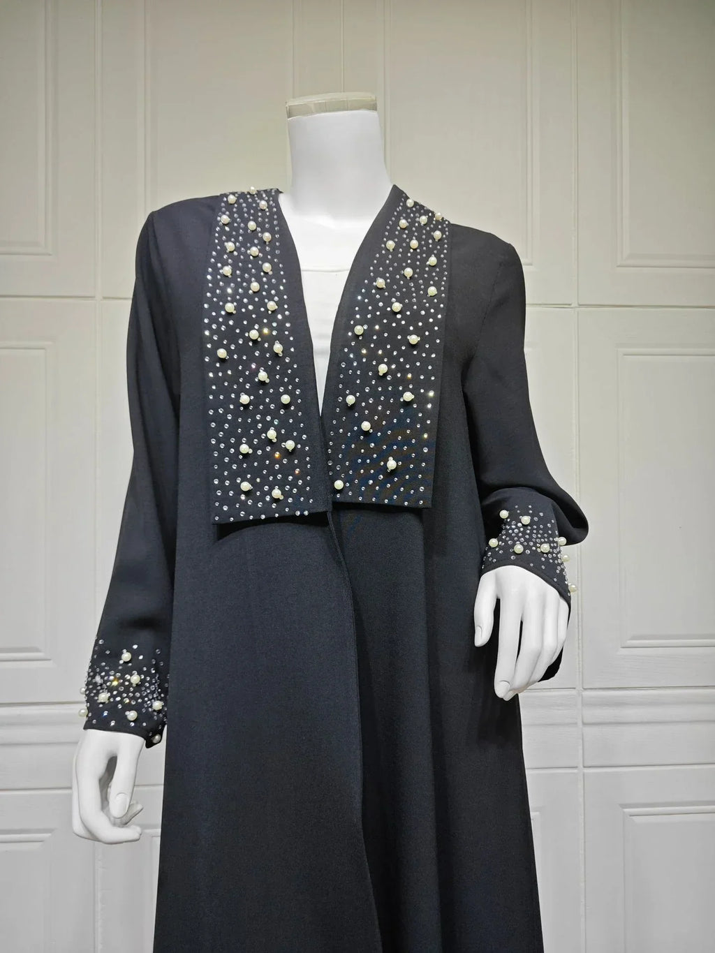 LM097 Cardigan Abaya Khaleeji Perlé – Kaftan Ouvert Modeste Aïd & Iftar
