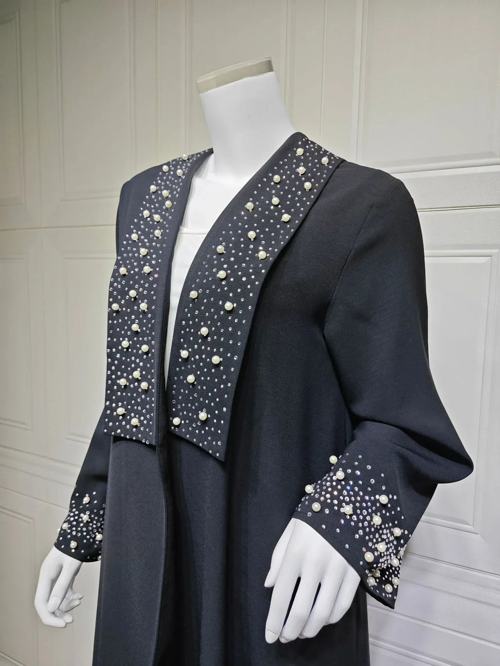LM097 Cardigan Abaya Khaleeji Perlé – Kaftan Ouvert Modeste Aïd & Iftar