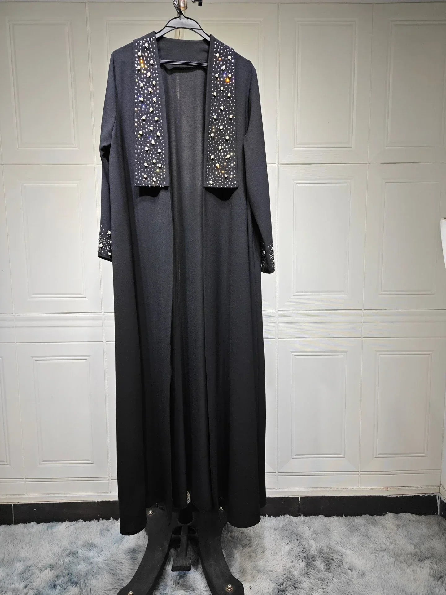 LM097 Cardigan Abaya Khaleeji Perlé – Kaftan Ouvert Modeste Aïd & Iftar