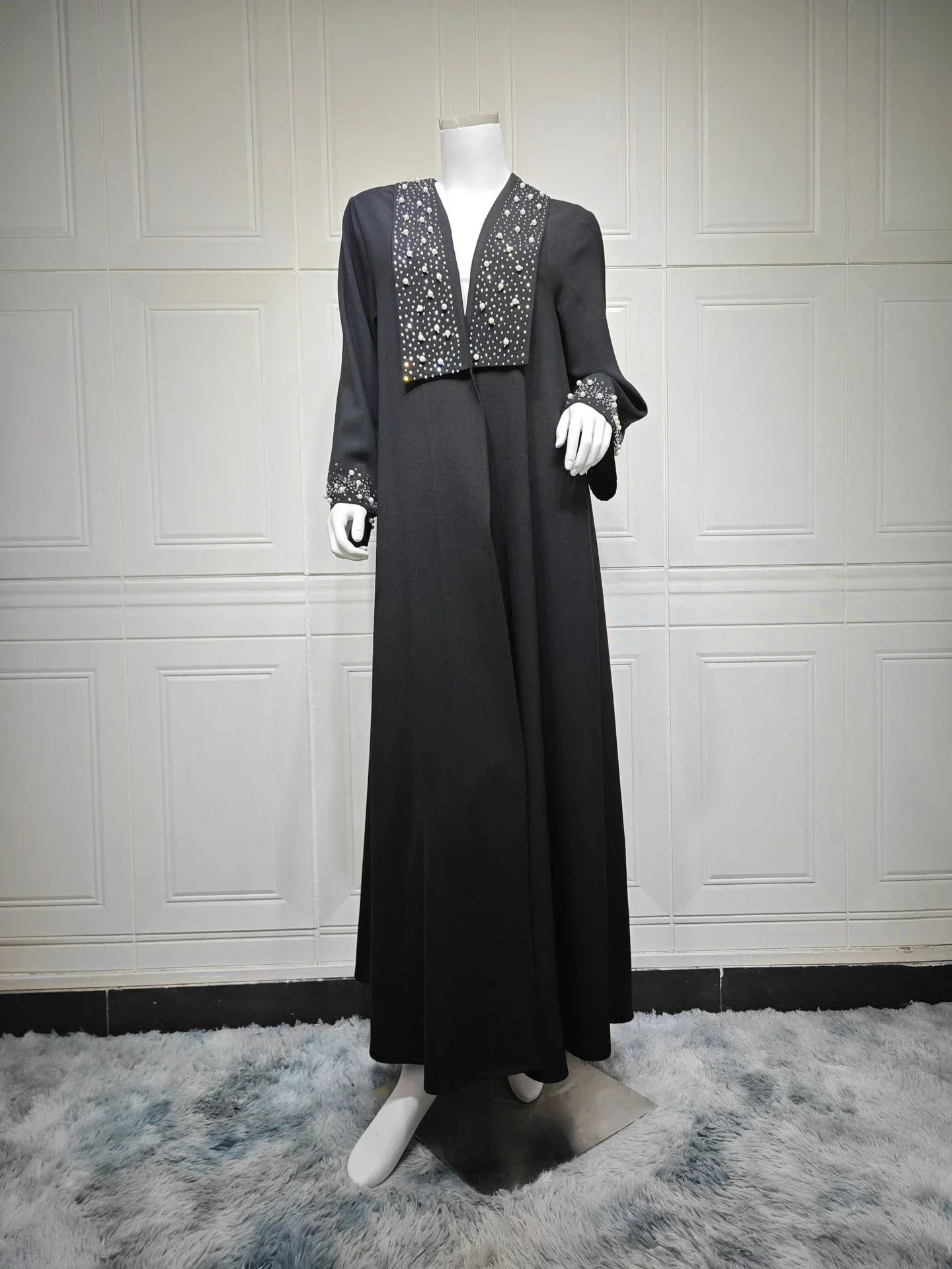 LM097 Cardigan Abaya Khaleeji Perlé – Kaftan Ouvert Modeste Aïd & Iftar