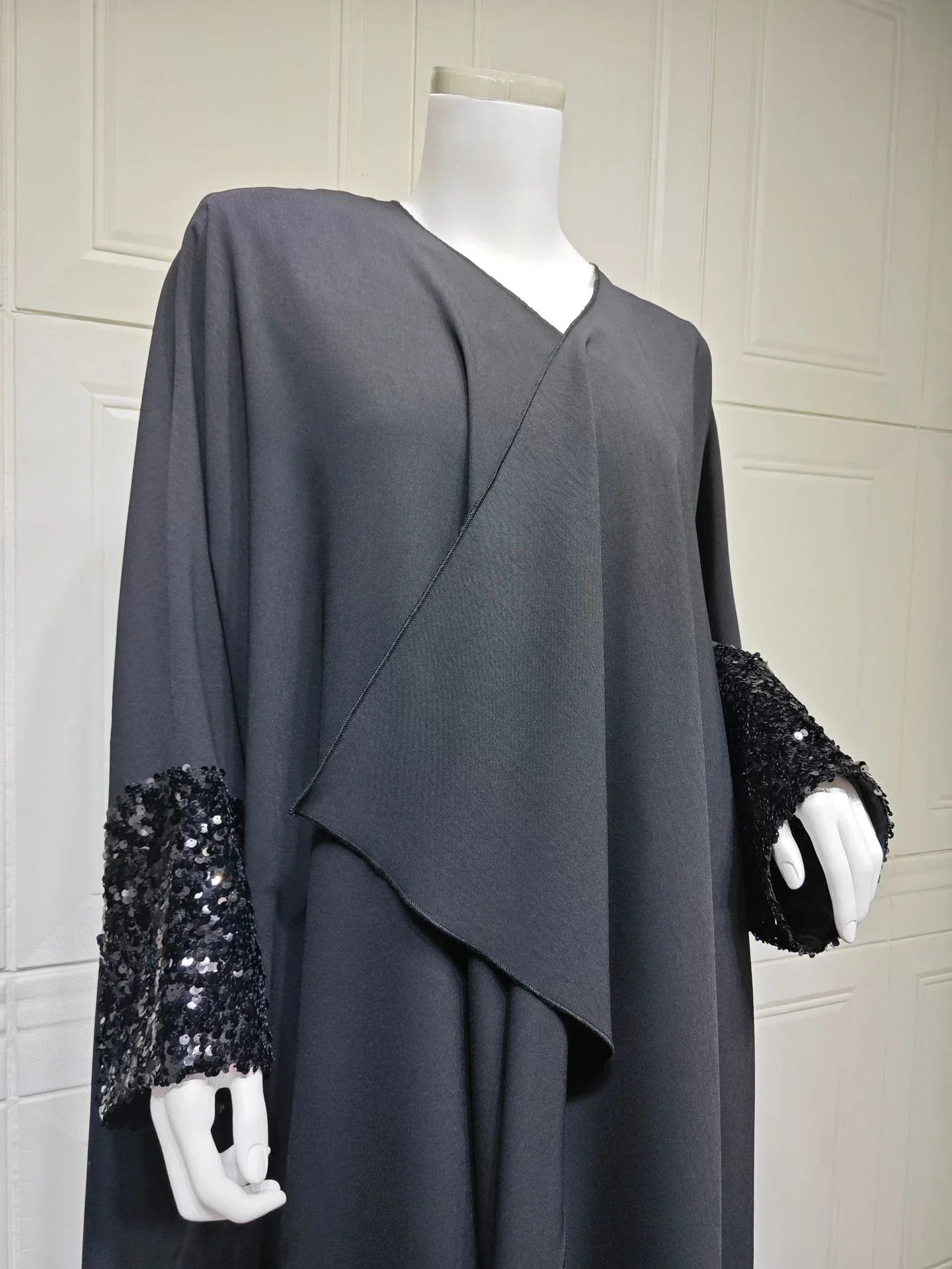 LM098 Cardigan Abaya Khaleeji Scintillant avec Sequins | Robe Modeste Aïd