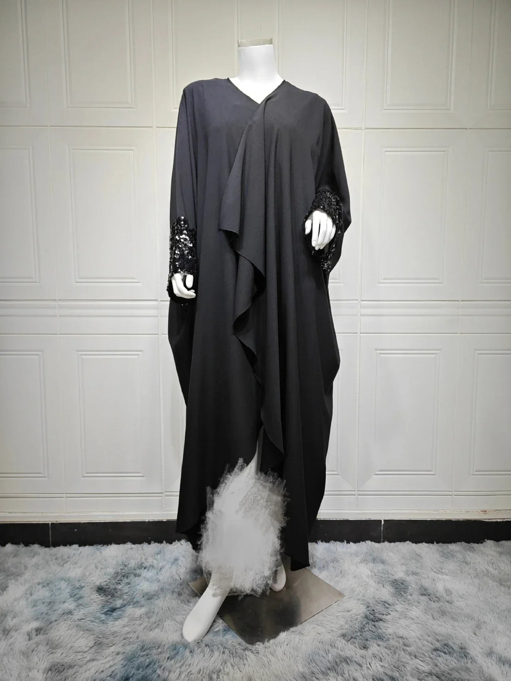 LM098 Cardigan Abaya Khaleeji Scintillant avec Sequins | Robe Modeste Aïd