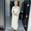 LM101 Robe Abaya Estivale à Taille Nouée | Mélange Coton Lin Léger
