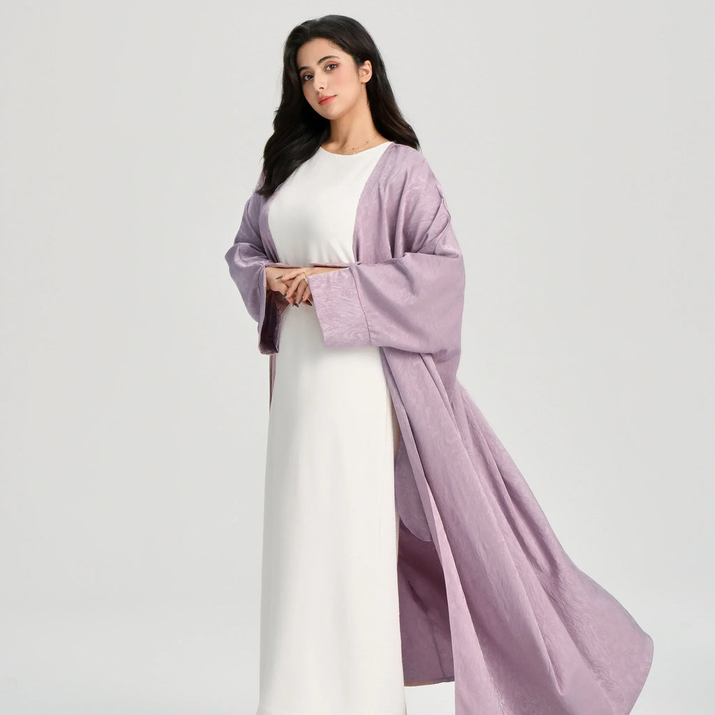 LM120 Abaya Jacquard Ouverte | Cardigan Kaftan Khaleeji Manche Fendue