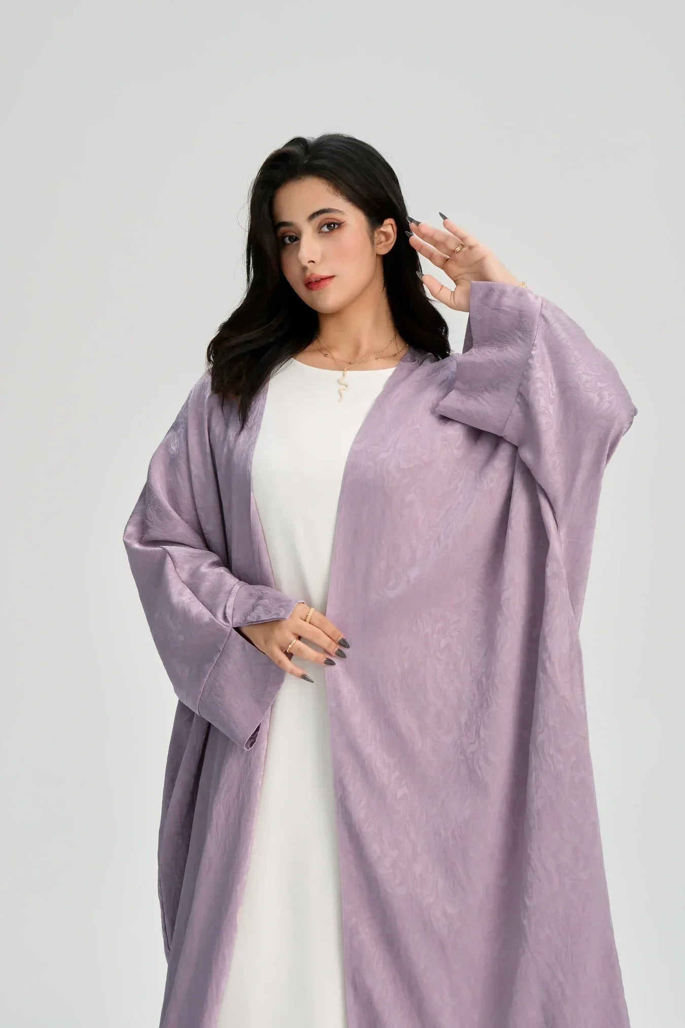 LM120 Abaya Jacquard Ouverte | Cardigan Kaftan Khaleeji Manche Fendue
