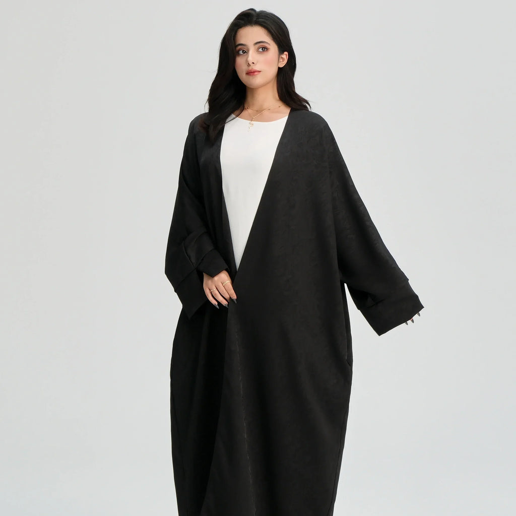 LM120 Abaya Jacquard Ouverte | Cardigan Kaftan Khaleeji Manche Fendue