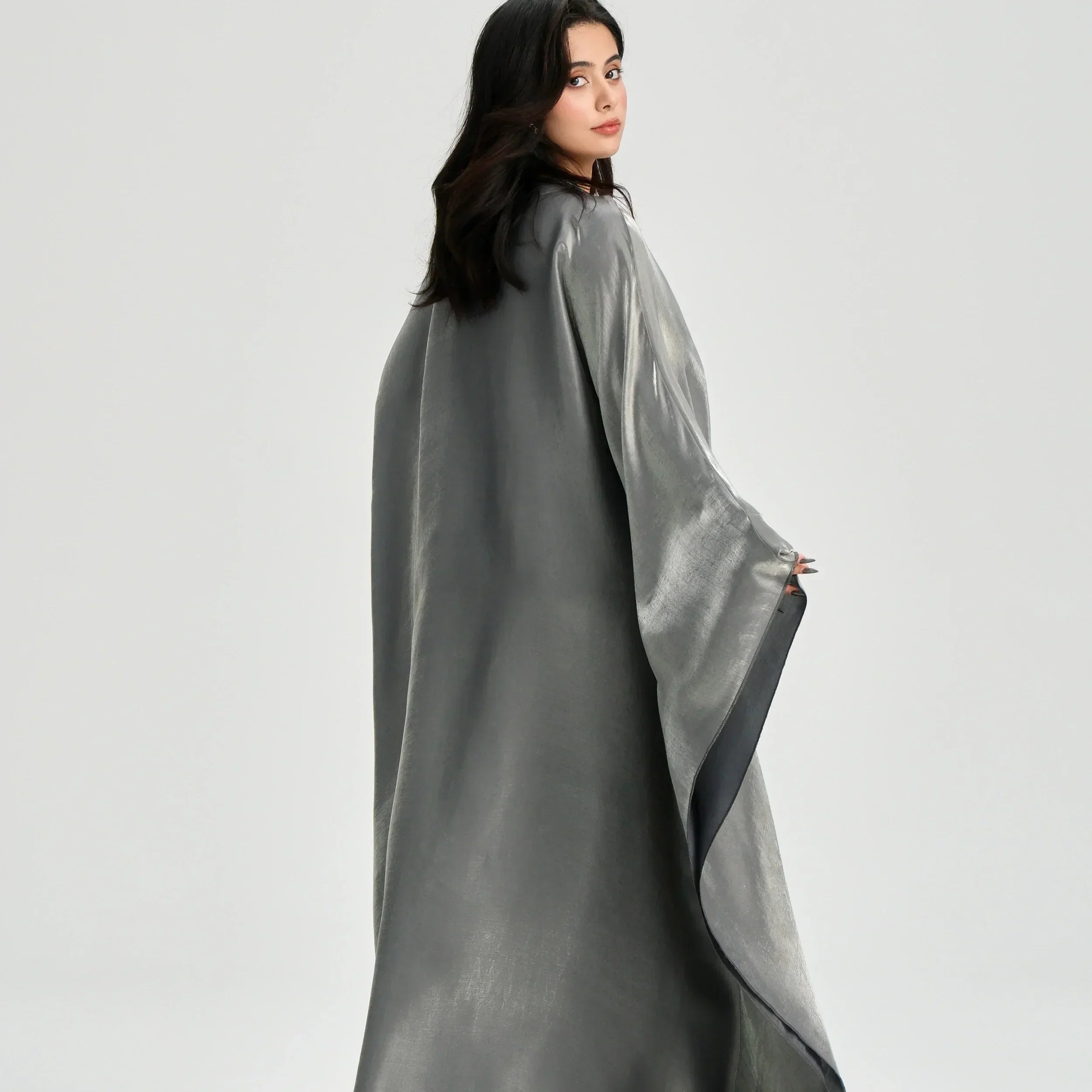 LM123 Kaftan Abaya Papillon avec Ceinture Réglable – Robe Brillante Modeste Manches Chauve-Souris