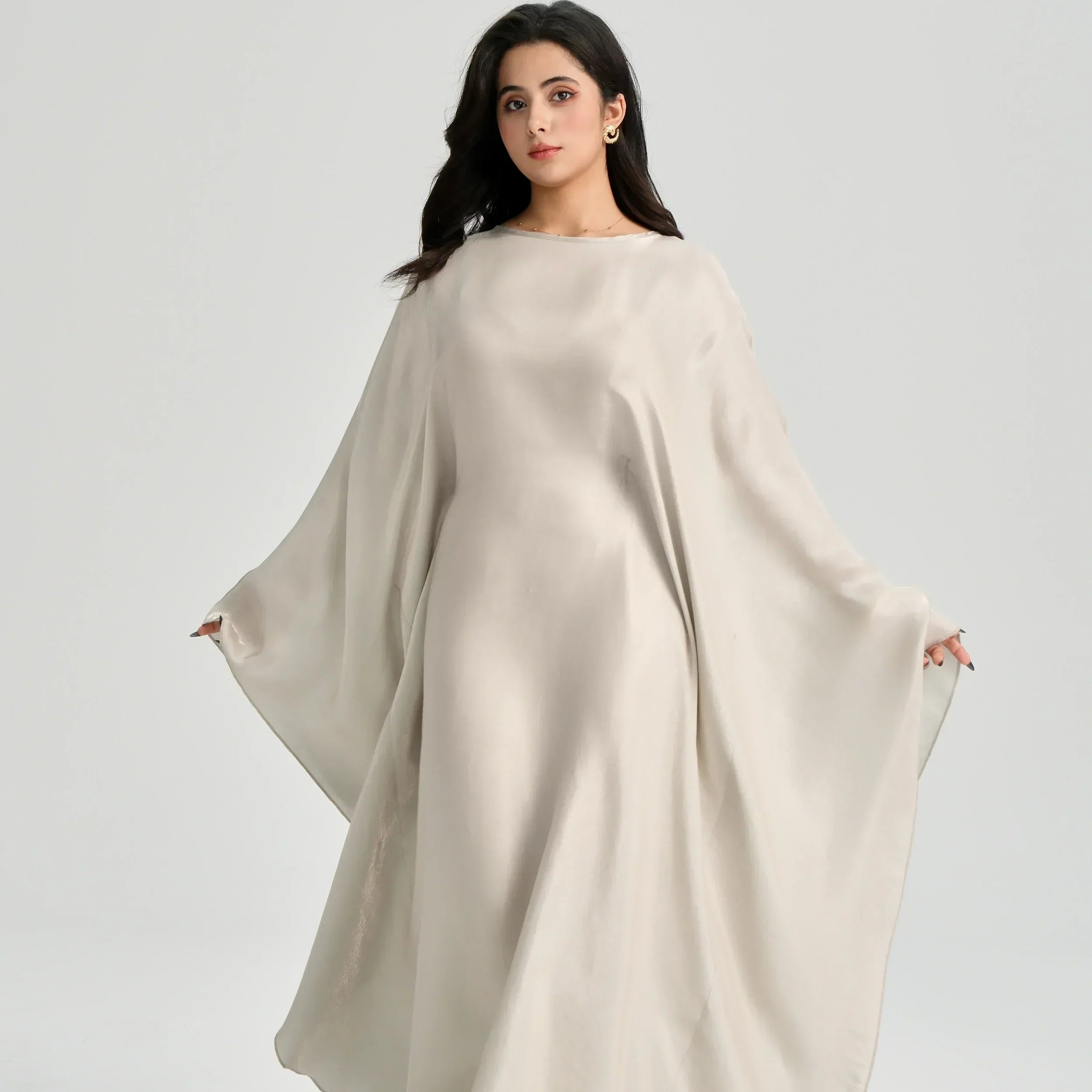 LM123 Kaftan Abaya Papillon avec Ceinture Réglable – Robe Brillante Modeste Manches Chauve-Souris