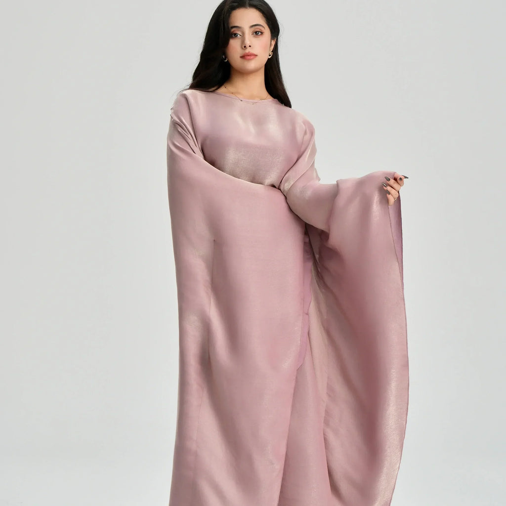 LM123 Kaftan Abaya Papillon avec Ceinture Réglable – Robe Brillante Modeste Manches Chauve-Souris