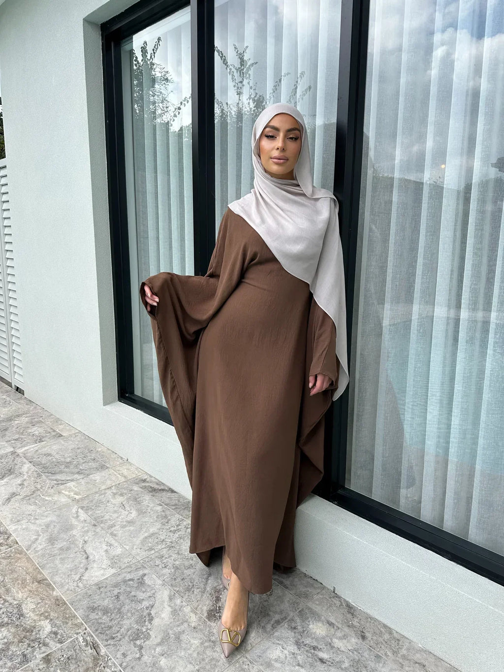 LM158 Robe Kaftan Abaya Modeste Élégante | Maxi Ample Grande Taille pour Femmes
