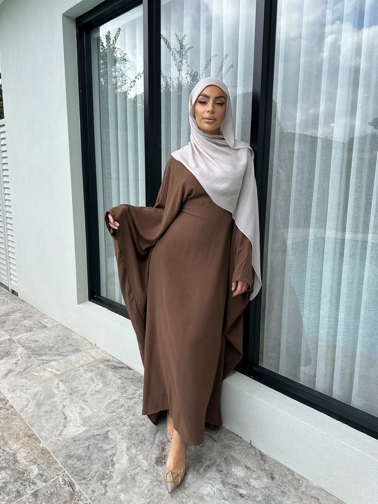 LM158 Robe Kaftan Abaya Modeste Élégante | Maxi Ample Grande Taille pour Femmes