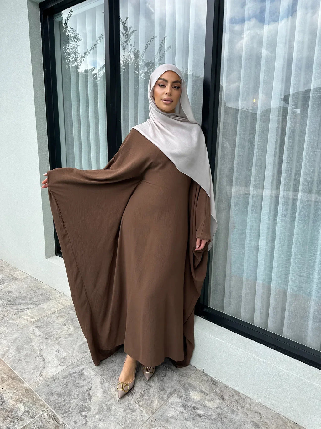 LM158 Robe Kaftan Abaya Modeste Élégante | Maxi Ample Grande Taille pour Femmes